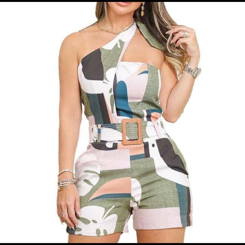 Multicolor pattern women romper size medium